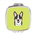 Carolines Treasures Carolines Treasures BB1317SCM Checkerboard Lime Green Corgi Compact Mirror; 2.75 x 3 x .3 In. BB1317SCM